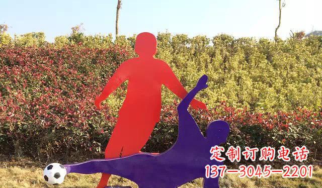 宜宾中领雕塑出品:不锈钢足球运动雕塑