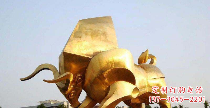 宜宾广场抽象牛动物铜雕