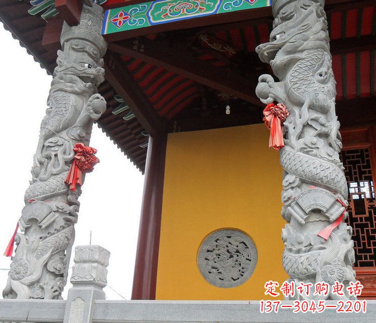 宜宾广场大理石盘龙柱景观石雕_2