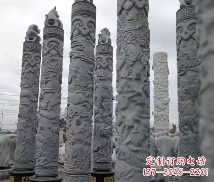 宜宾广场景观12生肖石柱 (2)