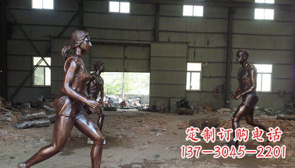 宜宾广场跑步女生人物铜雕
