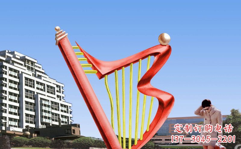 宜宾广场竖琴不锈钢雕塑