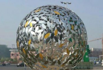 宜宾华丽曼妙的不锈钢树叶镂空球雕塑