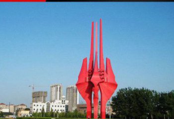宜宾中领雕塑红色不锈钢树叶雕塑