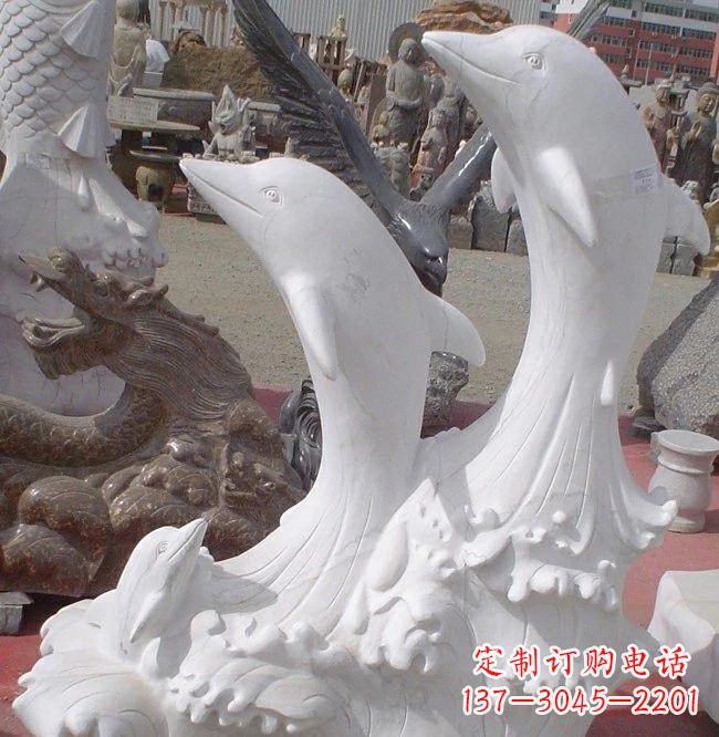 宜宾海豚石雕,汉白玉精美雕塑