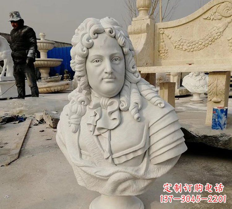 宜宾汉白玉牛顿头像雕塑,尊享经典