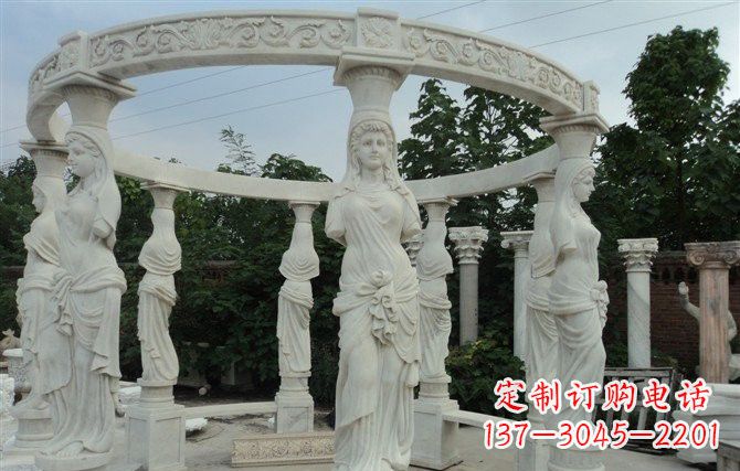 宜宾汉白玉欧式凉亭雕塑,尽享悠然凉意
