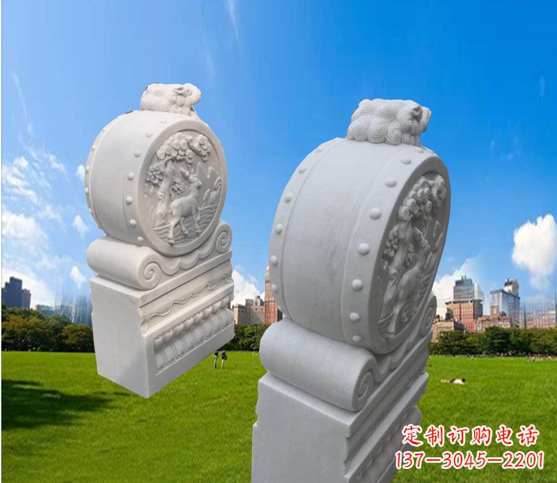 宜宾汉白玉辟邪门墩雕塑