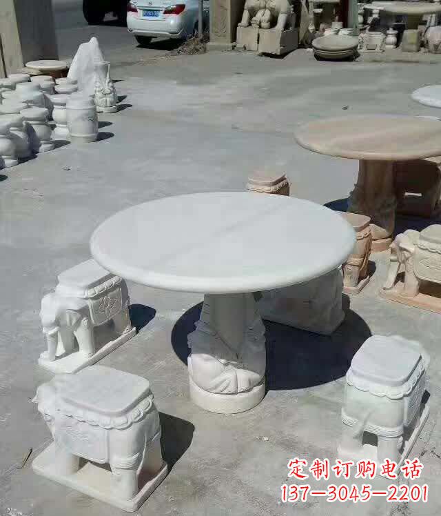 宜宾百变汉白玉圆形石桌凳,让家居更具格调
