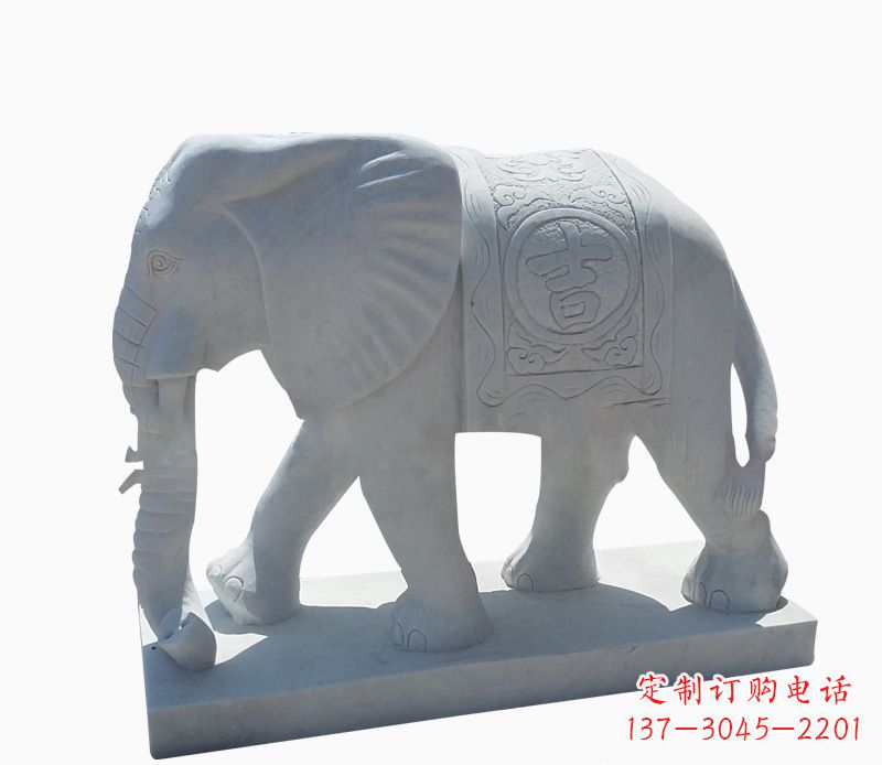 宜宾汉白玉招财动物大象
