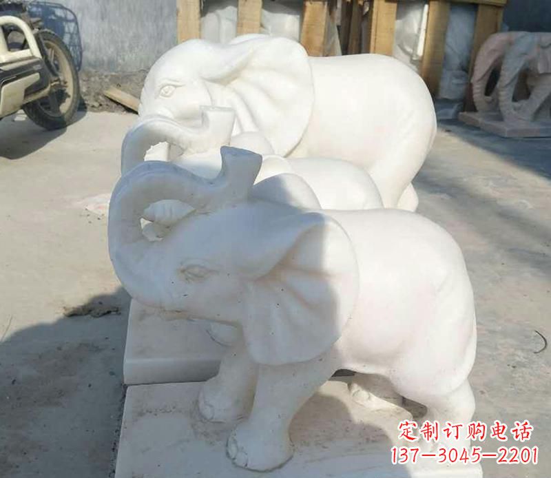 宜宾高端汉白玉招财小象雕塑