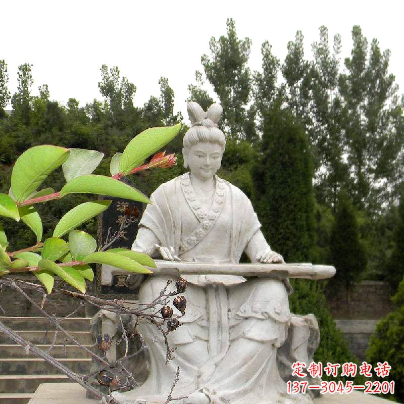 宜宾汉末才女蔡文姬弹琴石雕塑-景区园林历史名人雕像