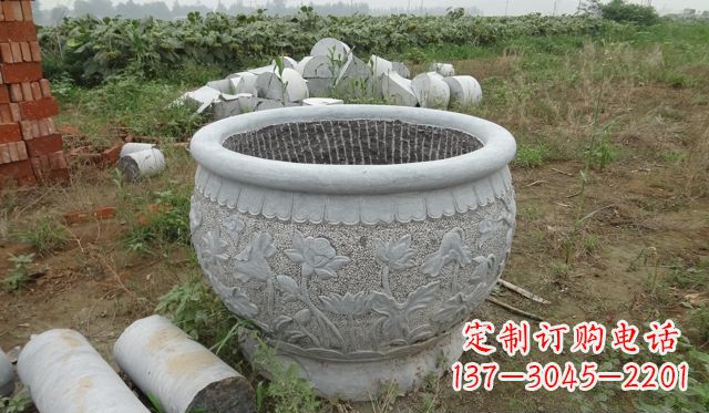 宜宾荷花花盆公园景观石雕，千般美妙一览无余