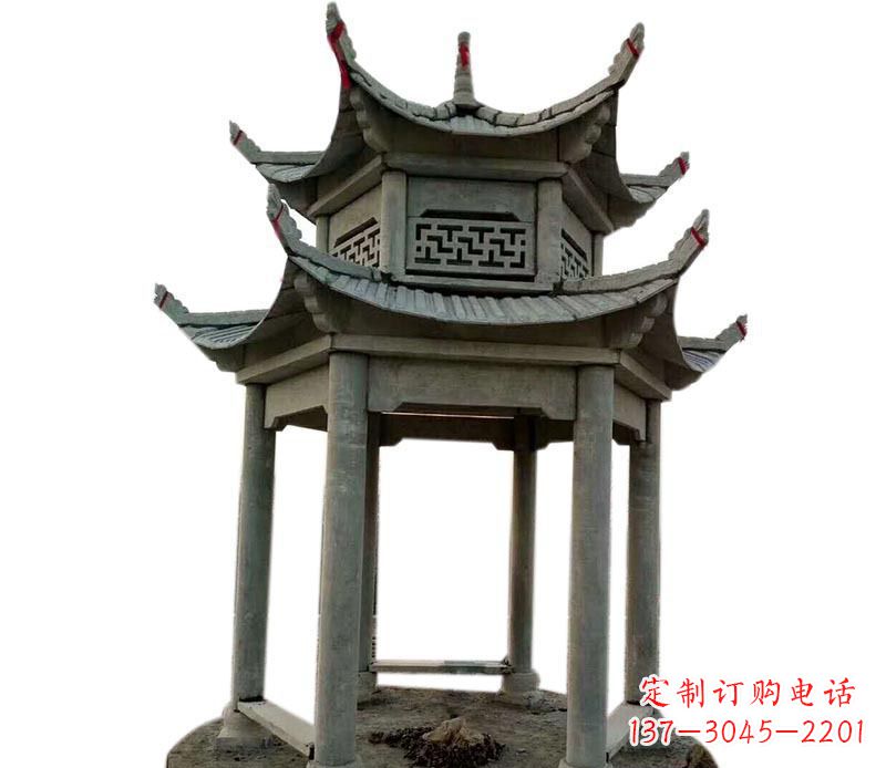 宜宾传统双层六角凉亭石雕