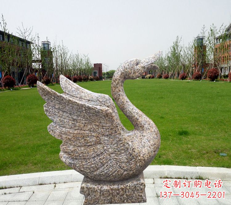 宜宾花岗岩石刻喷水天鹅雕塑