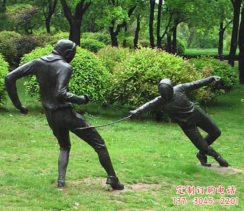 宜宾击剑运动员铜雕