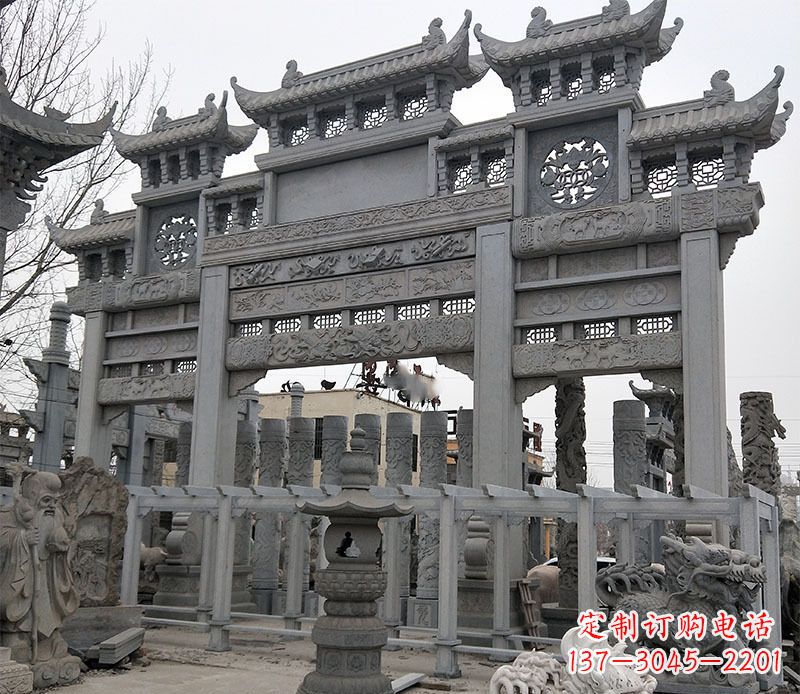 宜宾京中领雕塑：牌坊石雕定制
