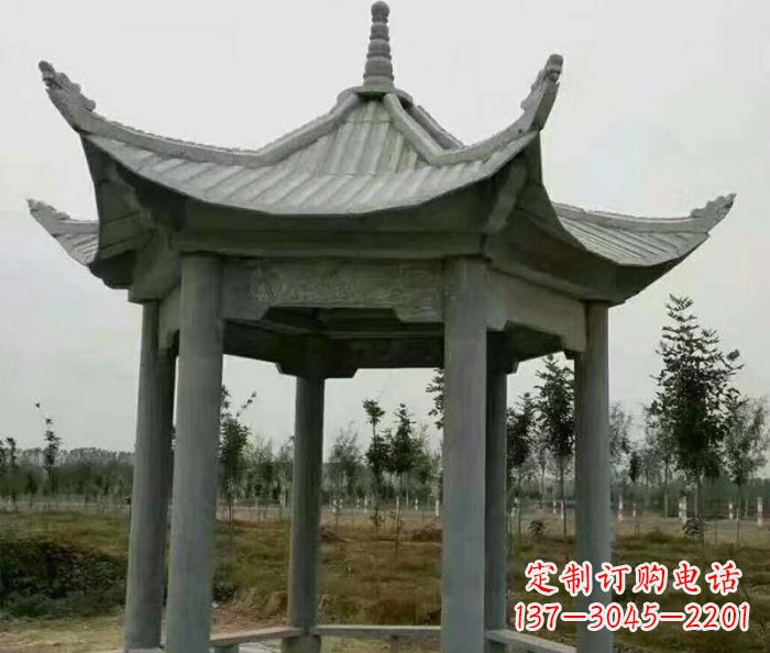 宜宾精美六角石凉亭雕塑