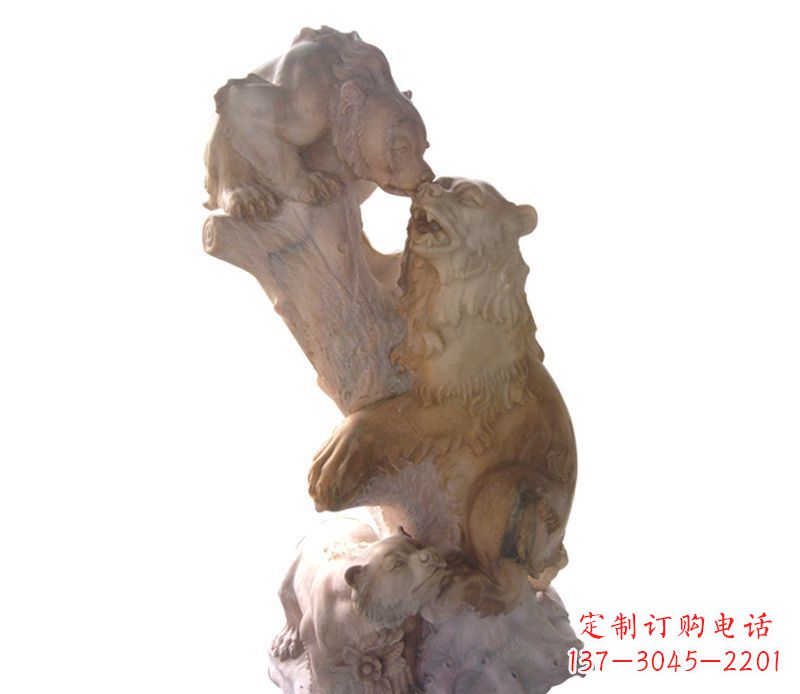宜宾母子狗熊石雕公园动物雕塑