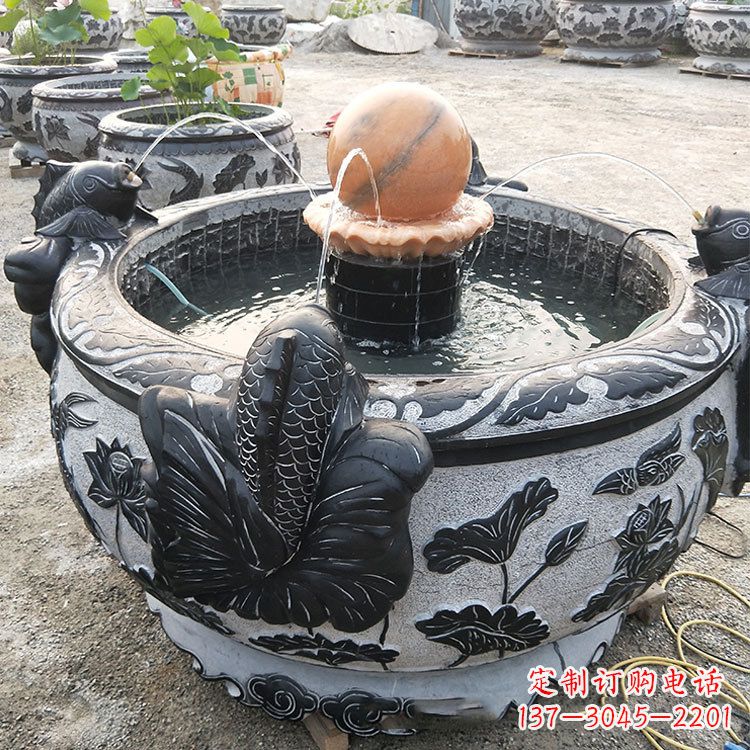 宜宾青石鱼缸雕塑,装点您的生活