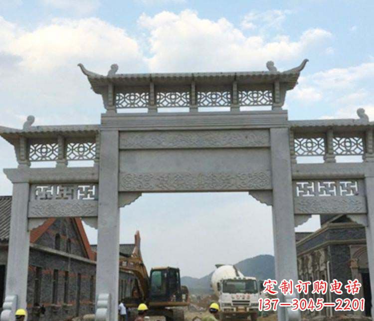 宜宾三门大理石牌坊石雕 (2)