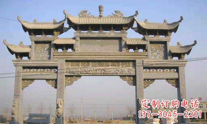 宜宾特色街角石雕牌坊精致典雅的装点