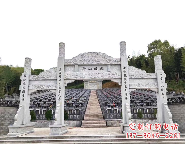 宜宾精致雕刻的三门石牌坊雕塑
