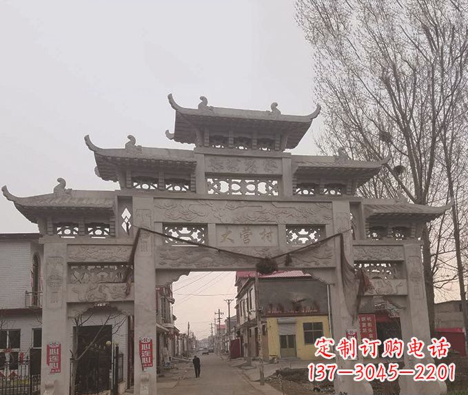 宜宾三门五楼牌坊石雕 (3)