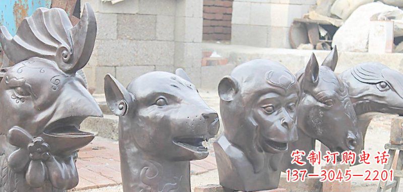 宜宾十二生肖铜雕,独特的动物雕塑
