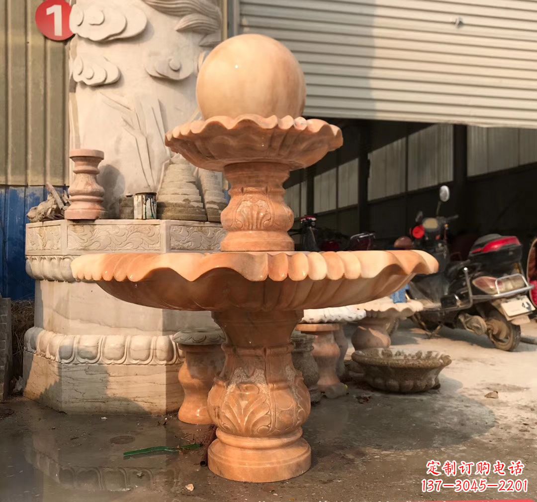 宜宾石雕流水龙头喷泉风水球