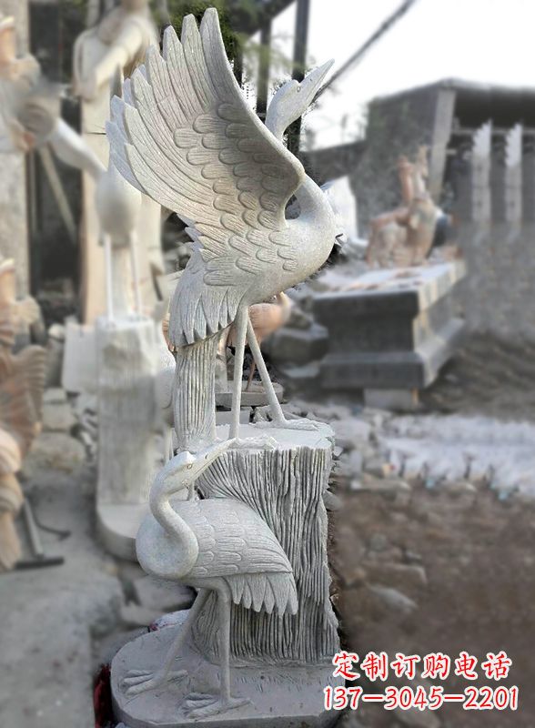 宜宾石雕仙鹤景观摆件
