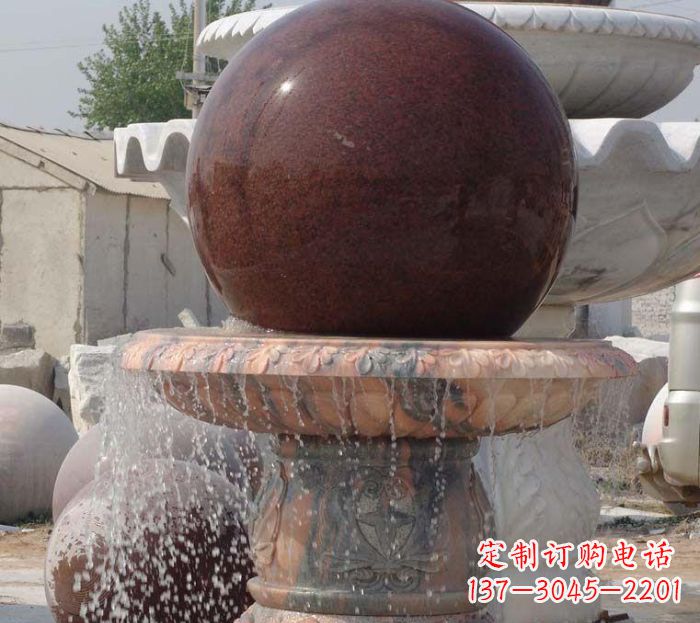 宜宾石来运转小型风水球喷泉石雕