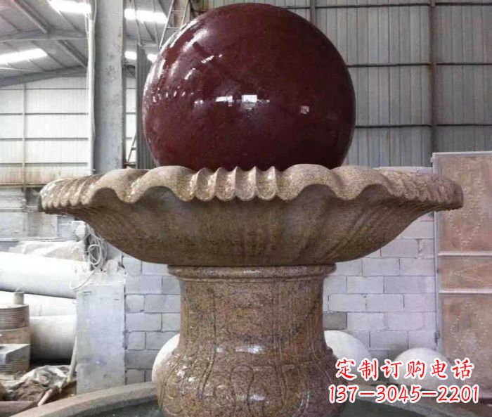 宜宾石来运转小型风水球喷泉石雕 (2)