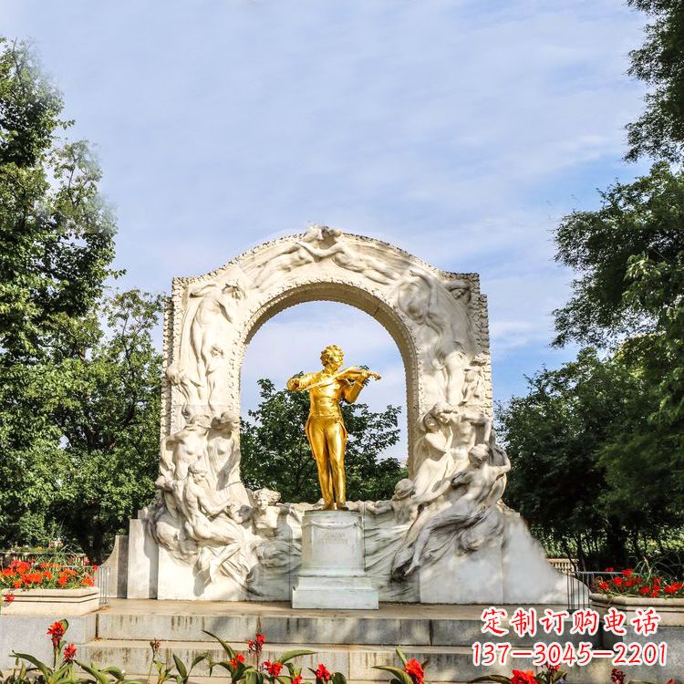 宜宾世界名人古典主义作曲家莫扎特公园铜雕像