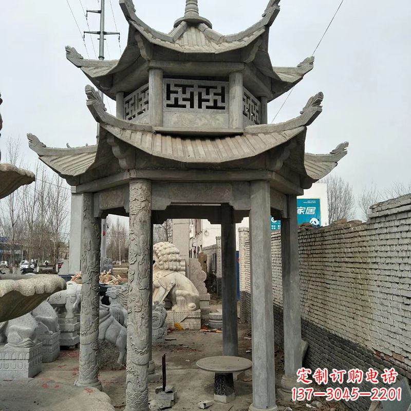 宜宾双层大理石凉亭雕塑