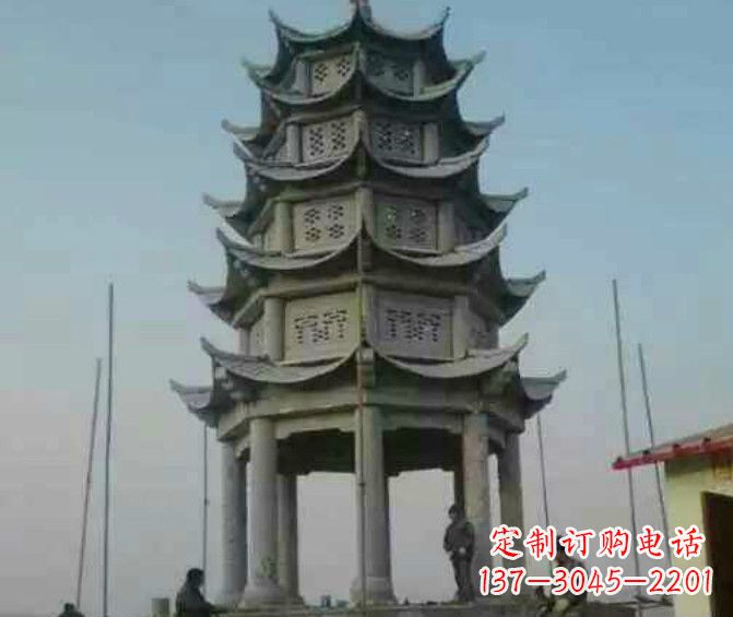 宜宾双层大理石凉亭石雕 (2)