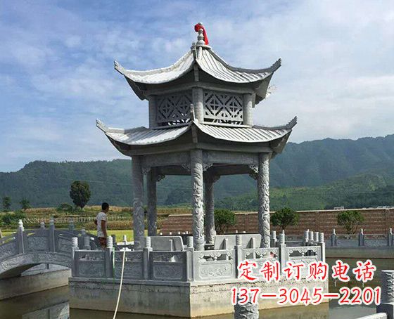 宜宾双层仿古凉亭石雕_1