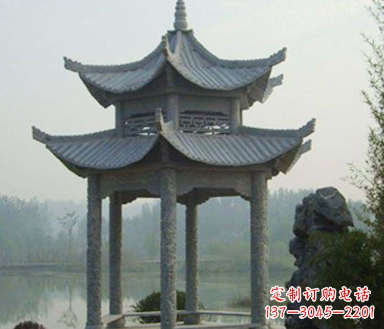 宜宾双层仿古凉亭石雕_2