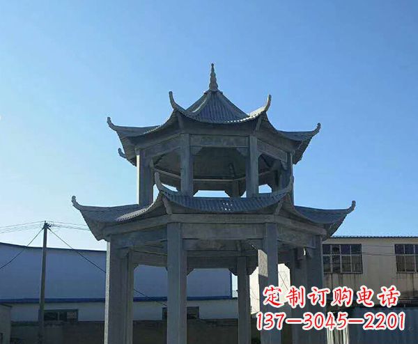 宜宾双层仿古石凉亭石雕_1