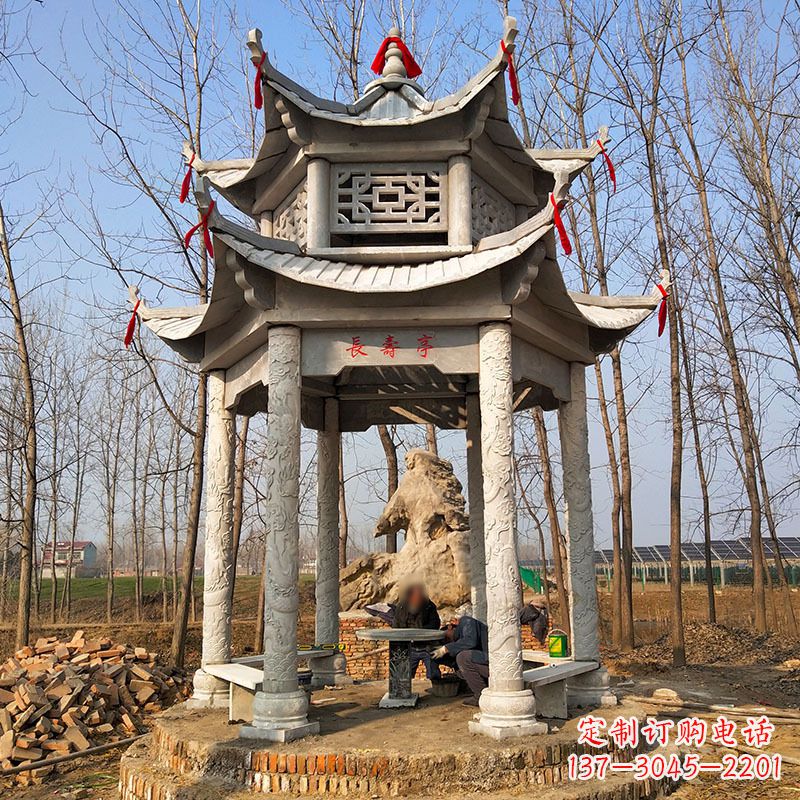 宜宾双层六角石凉亭