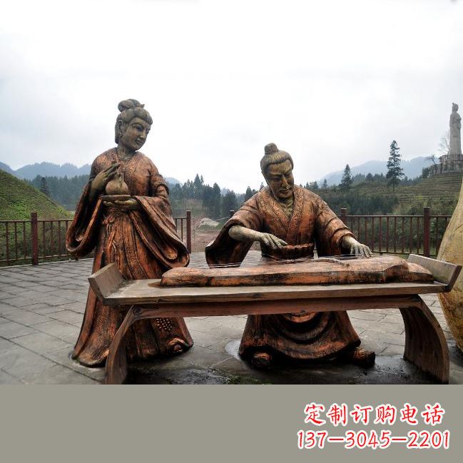 宜宾司马相如与卓文君铜雕塑像-城市广场历史名人情景雕塑