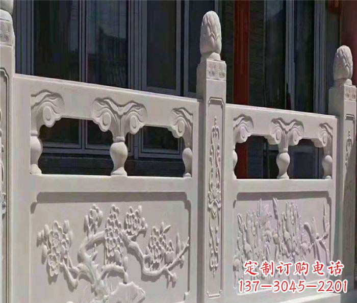 宜宾寺庙景观汉白玉石浮雕栏板 (2)