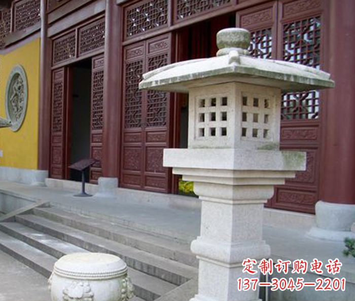 宜宾寺庙景观镂空石灯石雕