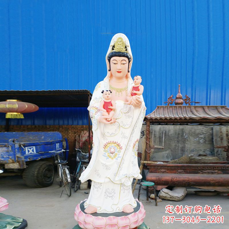 宜宾送子观音彩绘玻璃钢雕塑