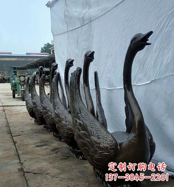 宜宾天鹅喷泉铜雕,园林喷泉水景流水组件