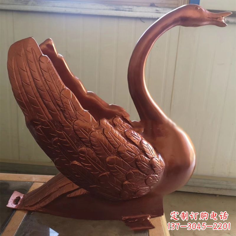 宜宾天鹅铜雕塑,喷泉吐水天鹅装饰摆件