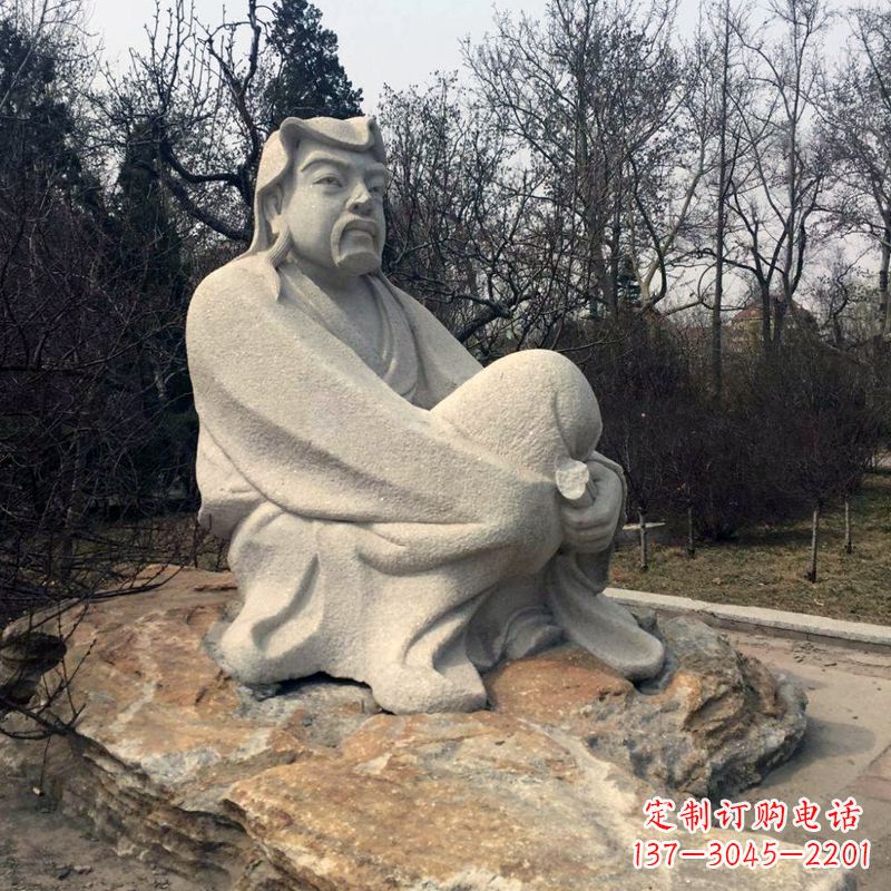 宜宾田园诗派鼻祖陶渊明公园园林石雕坐像