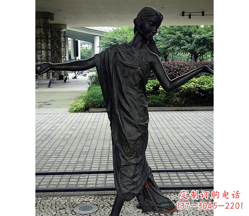宜宾跳舞的女孩街边景观铜雕
