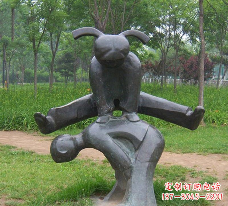 宜宾铜雕抽象跳山羊儿童