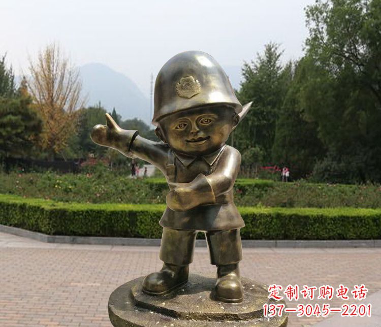宜宾铜雕儿童交通警察